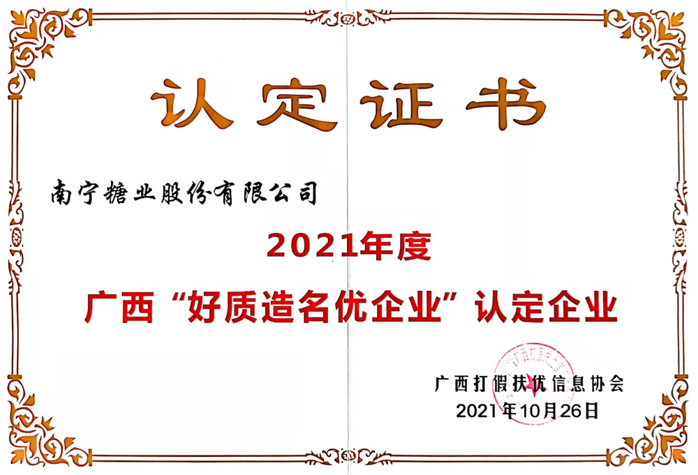 广西“好质造名优企业”认定企业